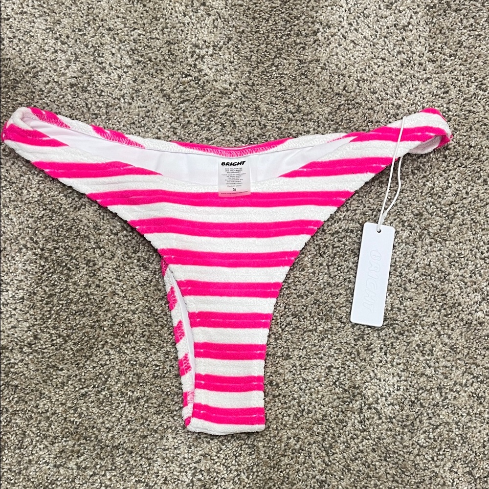 Pink and White Striped Bikini Bottom